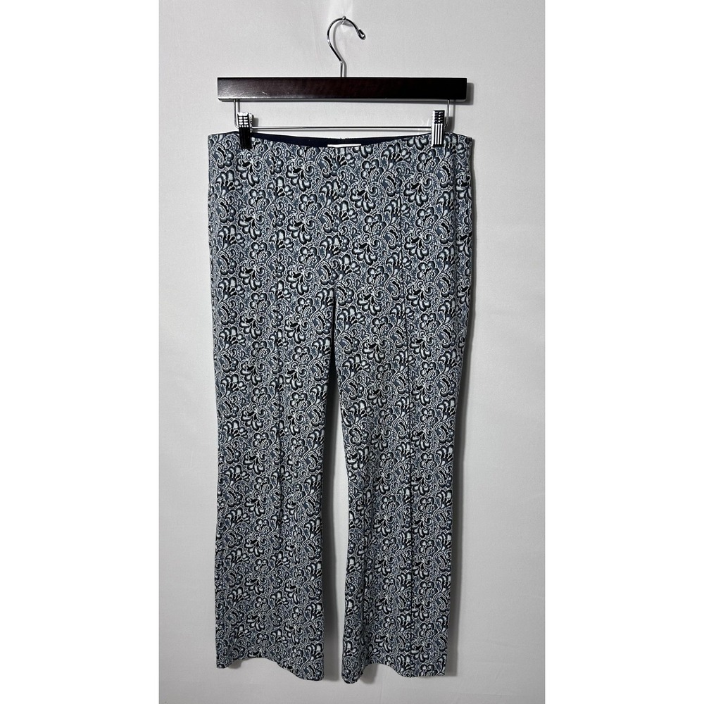 Maeve The Margot Pants Womens Small Blue Floral Jacquard Knit Pull On Ankle